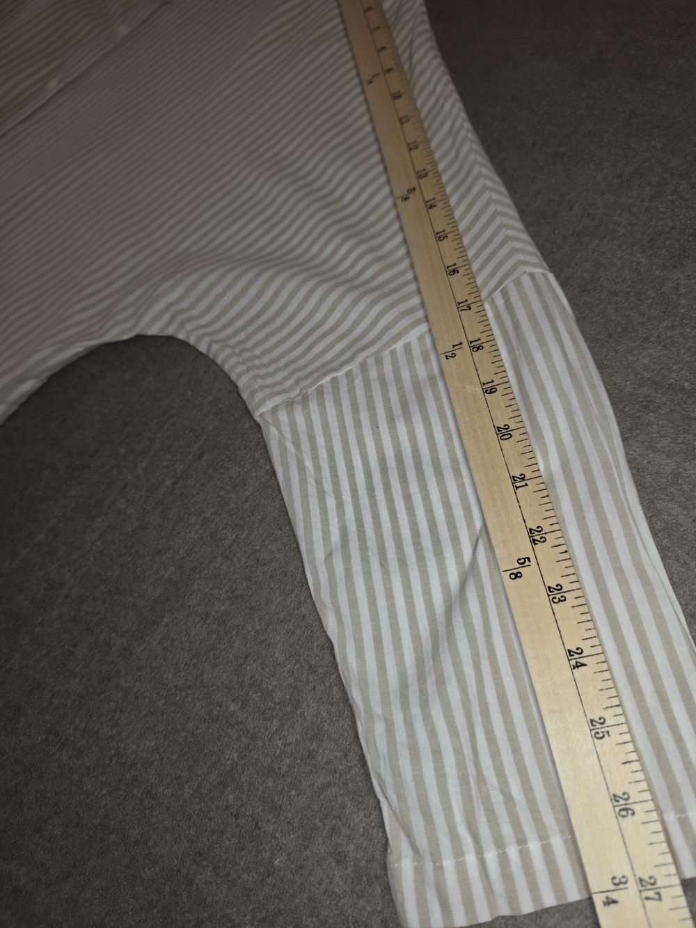 Chouyatou Striped Button-Down Long Shirt Dress Beige & White Coverup 100% Cotton - Picture 9 of 12